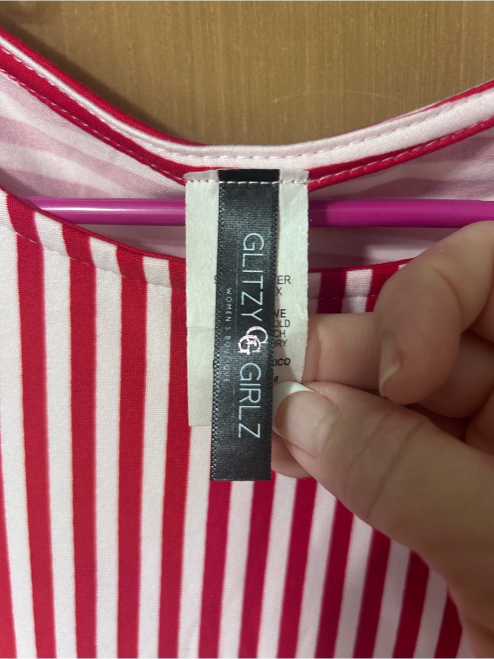 Women's Red & White Striped Short Sleeve Tee - Picture 4 of 5